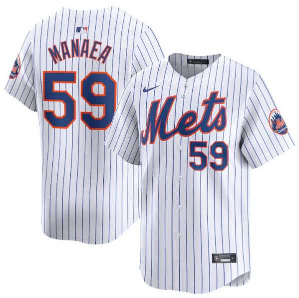 Mens New York Mets #59 Sean Manaea White 2024 Home Limited Stitched Baseball Jersey Dzhi->new york mets->MLB Jersey